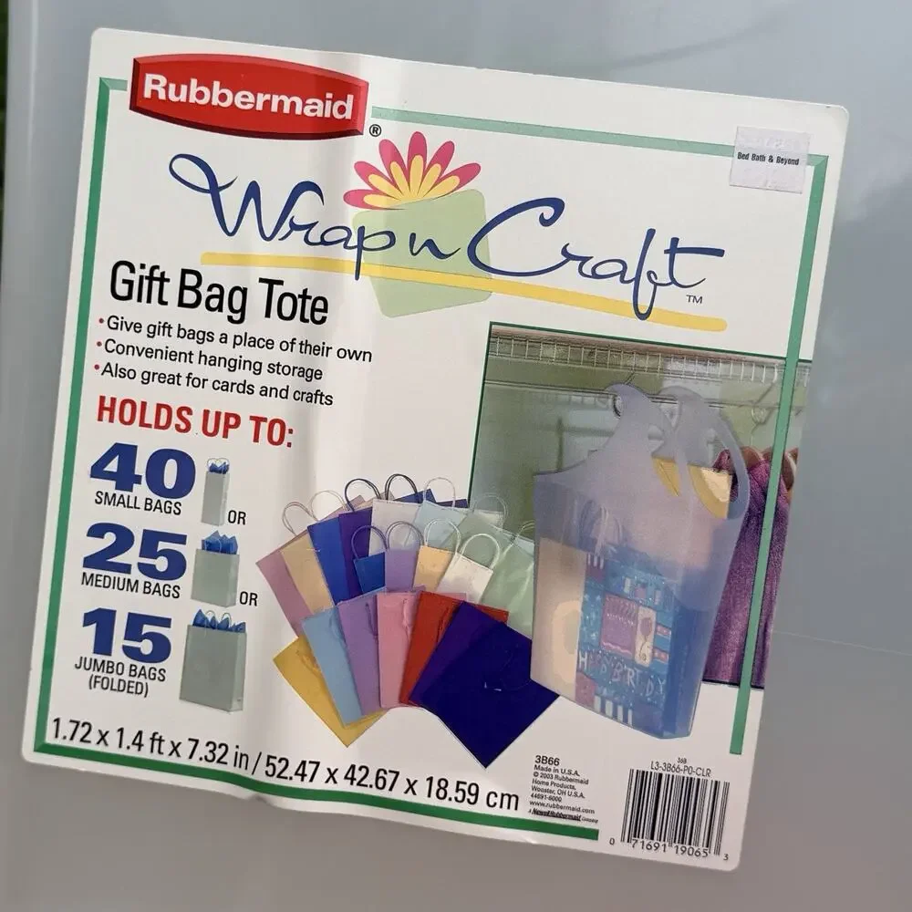 Rubbermaid Wrap N Craft Gift Bag Hanging Tote Organizer Holder Crafts Storage